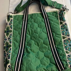 Verde Bonita Vertical Tote II Cinda B Green Patterned adjustable strap